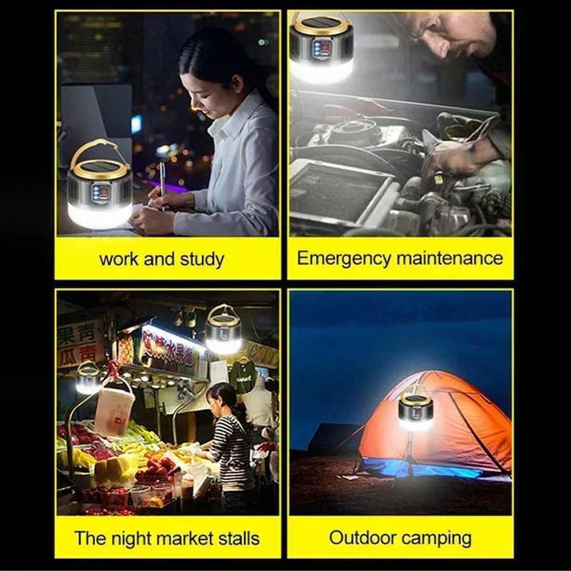 Solar Camping Light LED Rechargeable Lanterns with Remote Control Waterproof Power Bank Lights Outdoor Emergency Flashlight Oasis Select