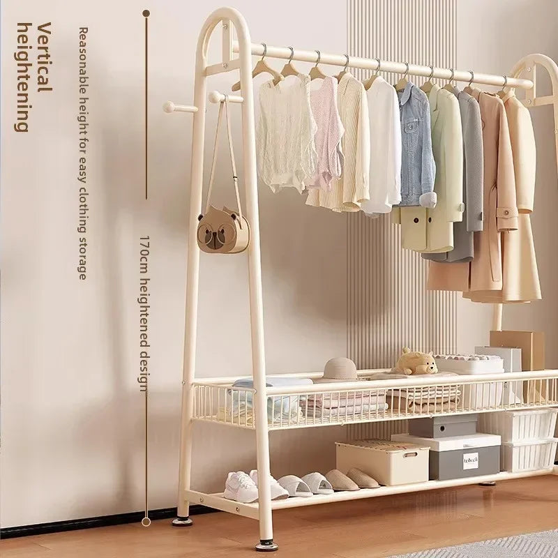 Simple Coat Rack Floor-to-ceiling Indoor Drying Rack Storage Rack Household Bedroom Floor-to-ceiling Clothes Rack Hanger Oasis Select