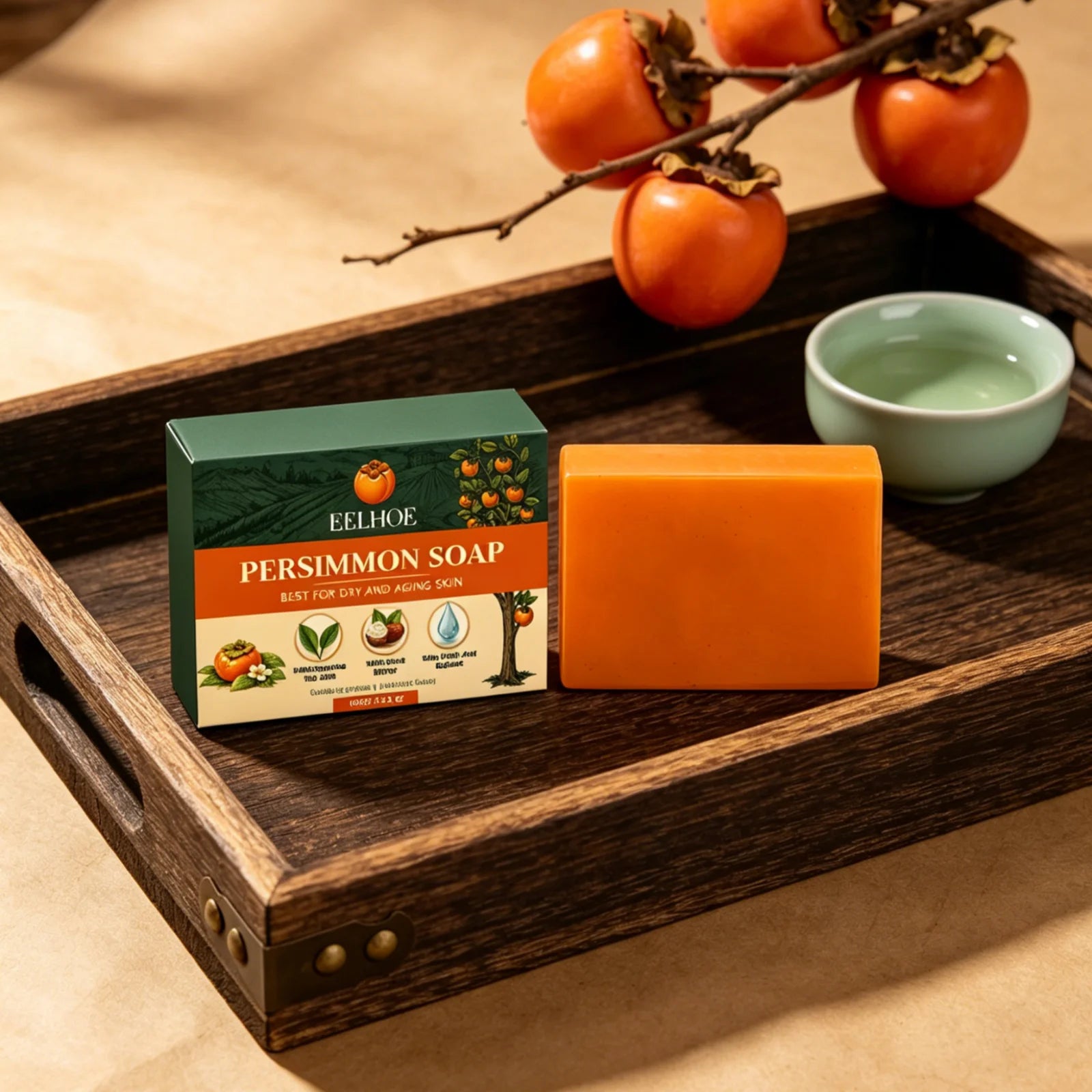 EELHOE Persimmon Soap Bar – Exfoliating, Deodorant & Moisturizing Exfoliating Soap Bar Oasis Select