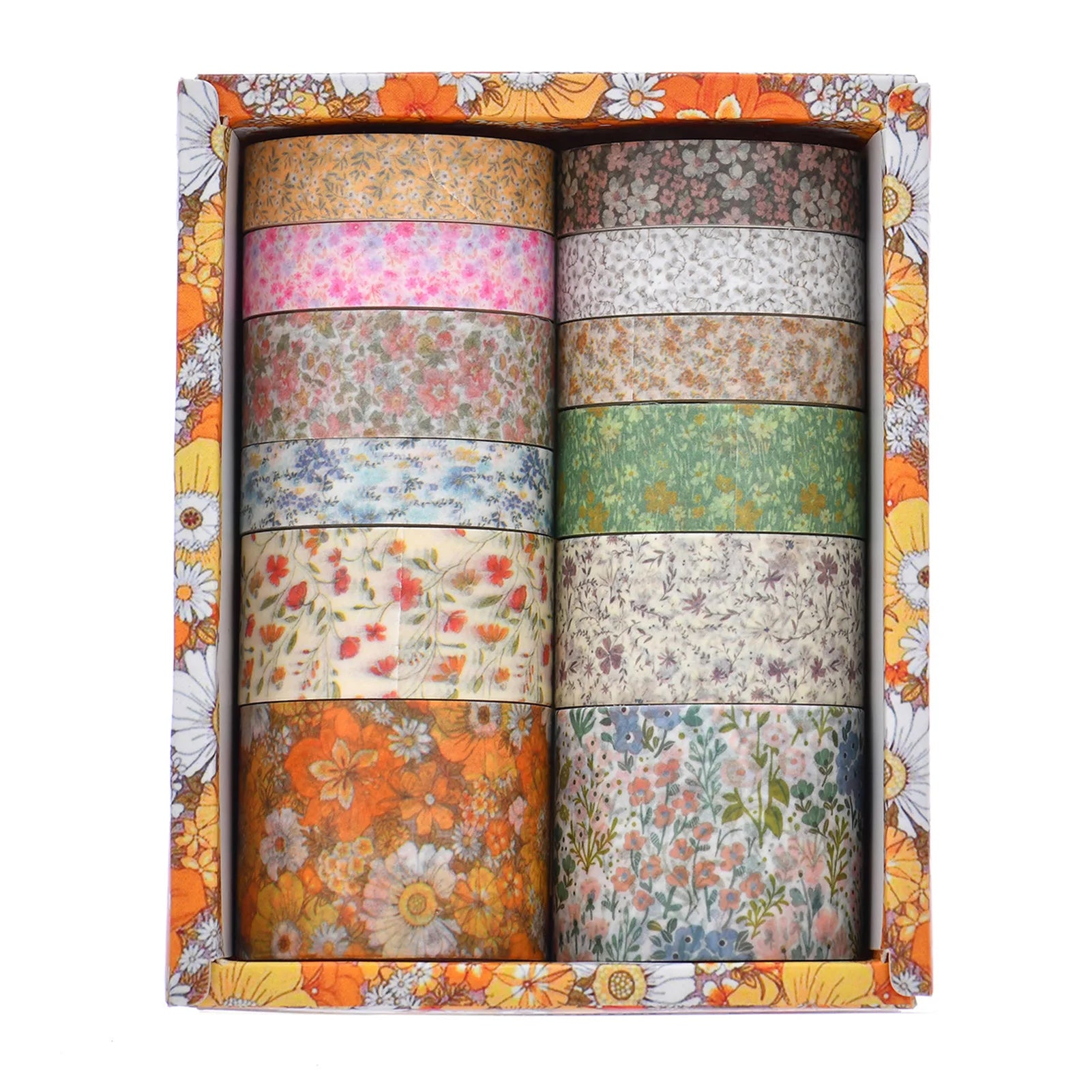 12-Roll Floral Washi Tape Set – Vintage Plant DIY Craft Tapes