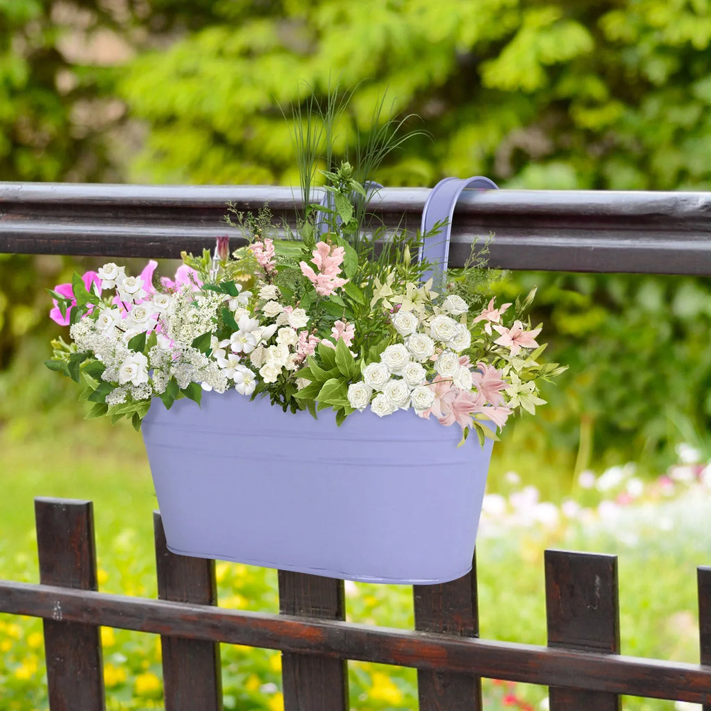 Metal Iron Hanging Flower Pots Balcony Planter with Detachable Hook, Durable Herb Pots Perfect for Fence Home Decor Oasis Select