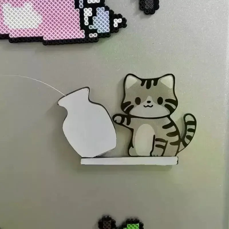 Cat Pushing Vase Refrigerator Magnets Home Decor Fridge Magnet Cat Whisker Collection Memorial Box Home Office Decor For Gift Oasis Select