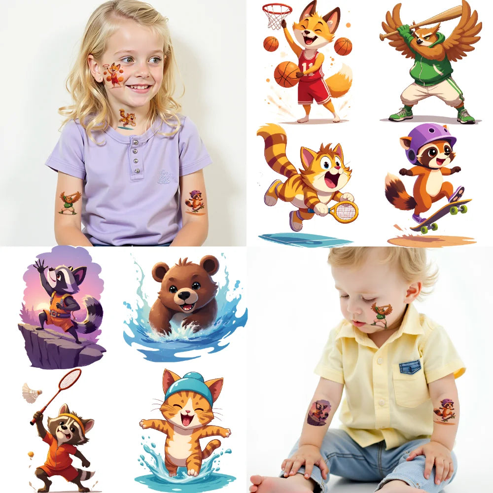 63-Piece Waterproof Temporary Tattoo Stickers – Animal & Anime