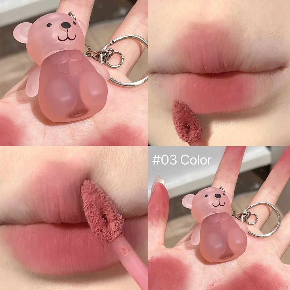 QiBest Bear Velvet Lip Mud – Matte Liquid Lipstick Keychain