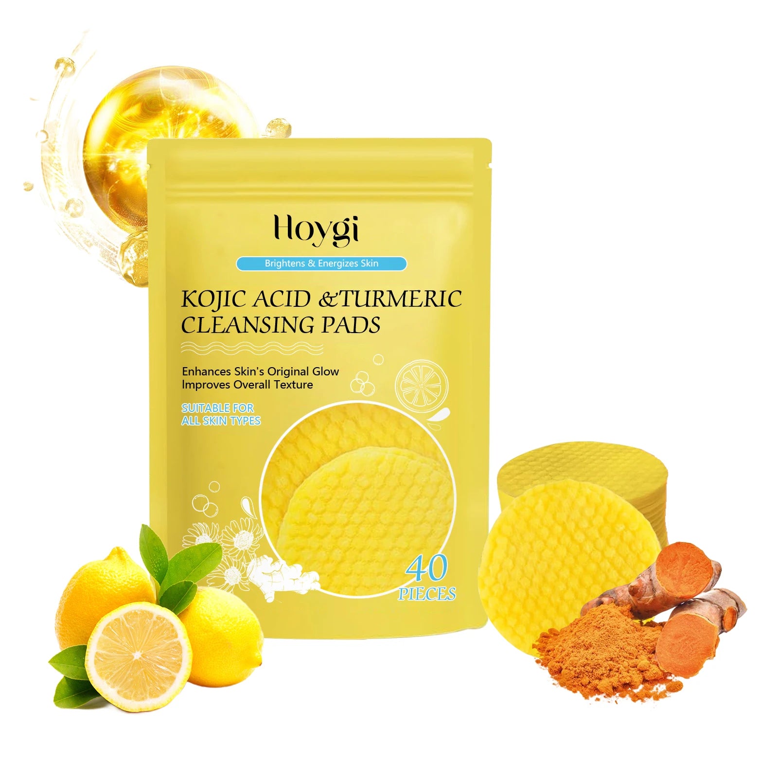 Turmeric Kojic Acid Cleansing Pads Exfoliating Pads Removing Dead Skin Shrink Pores Smooth Brightening Skin Face Cleansing Oasis Select C 40Pads