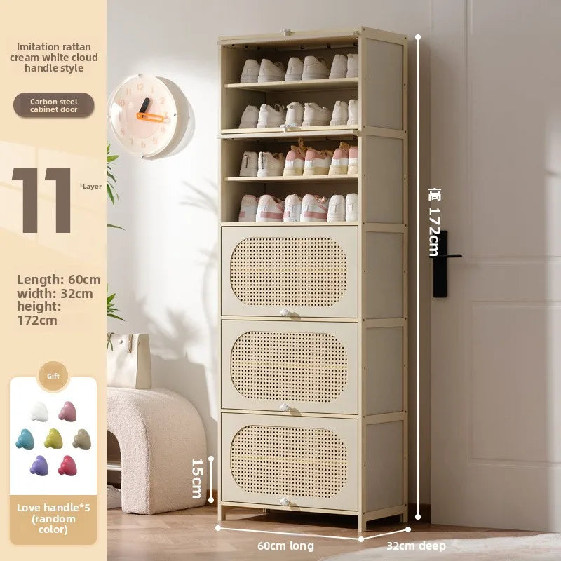 Multi-layer locker at the entrance of the home, large-capacity storage cabinet, dust-proof shoe rack, small narrow bamboo. Oasis Select 11-60