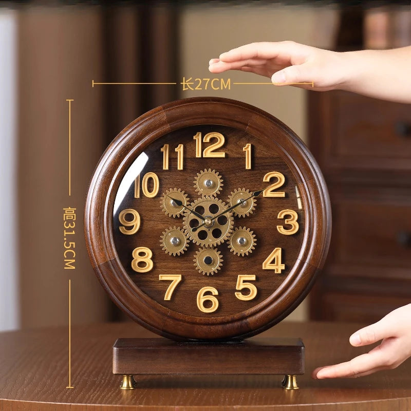 2025 New Solid Wood Table Clock Is A Creative and Retro European-style Pendulum Clock for The Living Room Desk Clock Oasis Select A