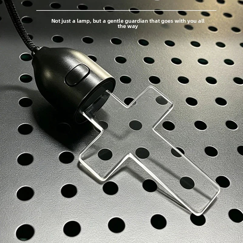 Crystal Cross Car Mirror Pendant LED Ambient Night Light