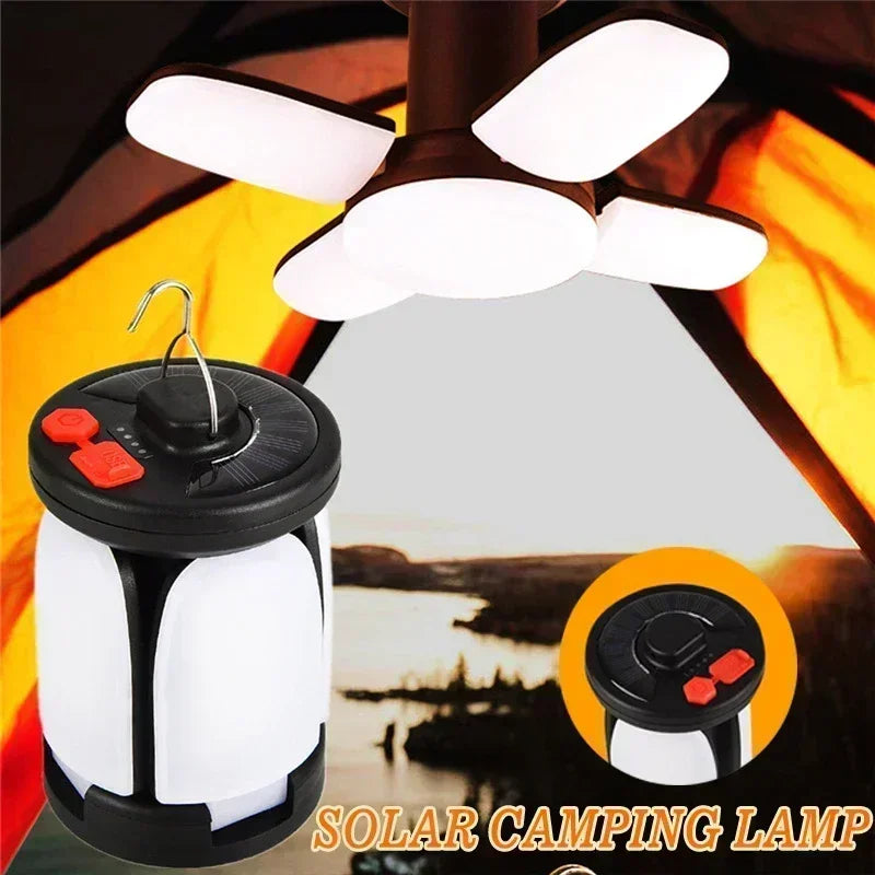 High Power Solar LED Camping Lantern USB Rechargeable 1000LM Emergency Power Bank Foldable 6 Light Modes for Camping Fishing Oasis Select