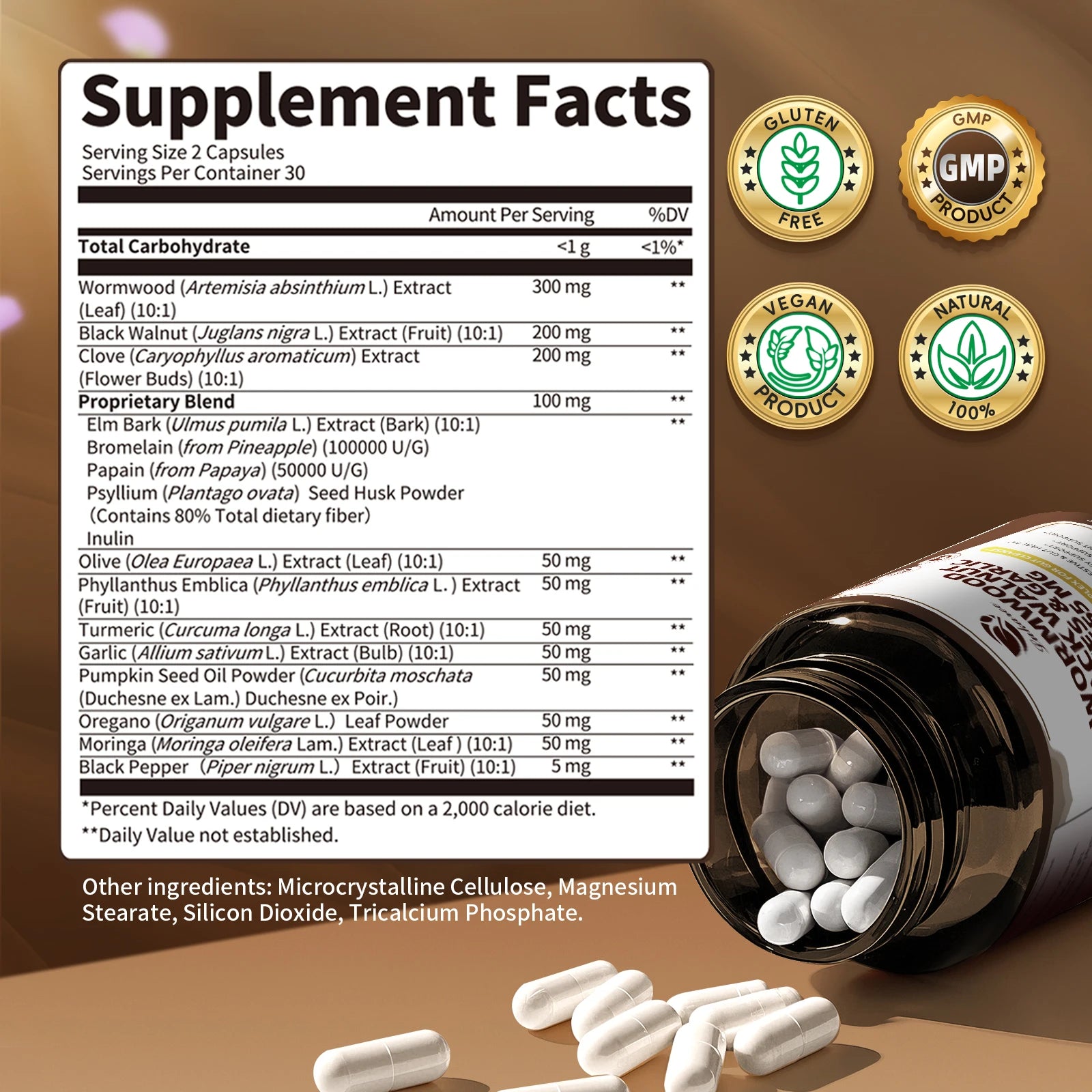 Lukaree 16-in-1 Black Walnut Wormwood Capsules,Rapid Gut Cleanse&Digestive Health with Clove Garlic Turmeric,Liposomal Delivery Oasis Select