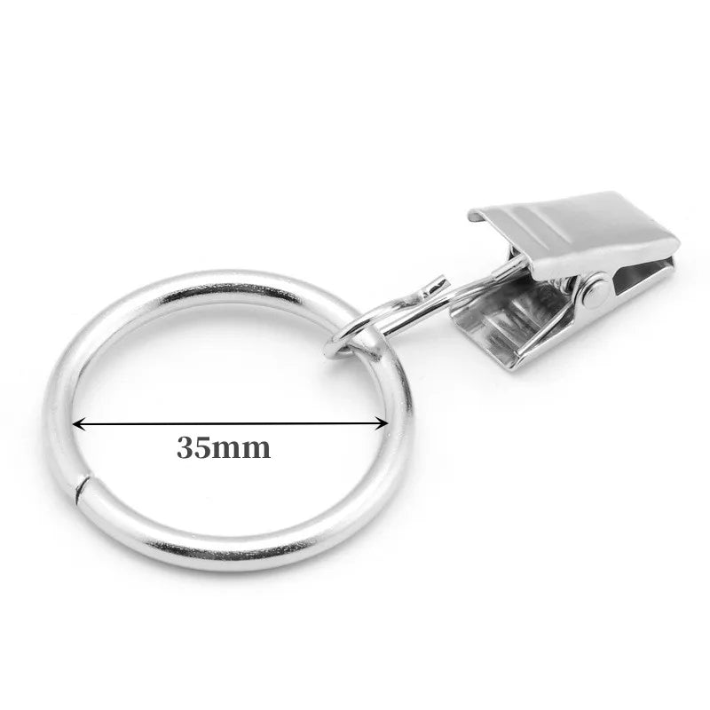 10PCS Curtain Hooks Hanging Clips Metal Clip Rustproof Curtain Rods Hangers Split Curtain Rings Buckles Eyelets Grommet Hook Oasis Select silver 35mm