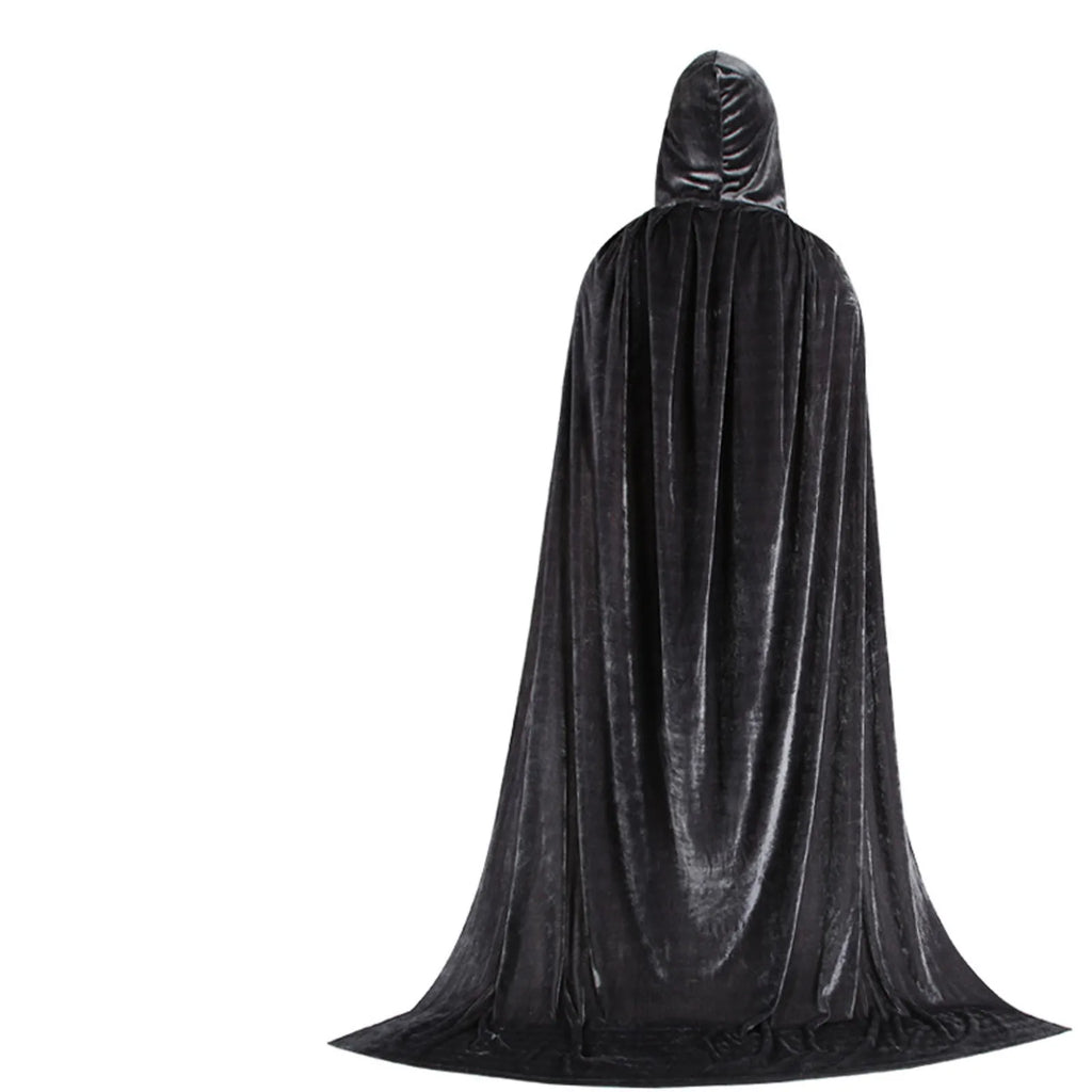 Hood Cloak Cosplay Medieval Long Cape Halloween Party Women Men Adult Long Mage Witchcraft Wicca Robe Conceal Gown Reenactment Oasis Select Gray 110