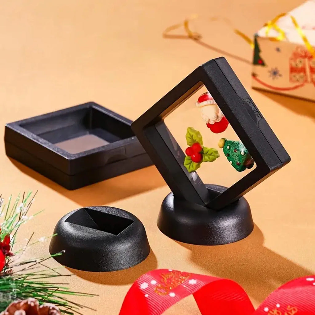 Floating display box with base, transparent film display box, challenge coins, specimens, jewelry display and storage Oasis Select