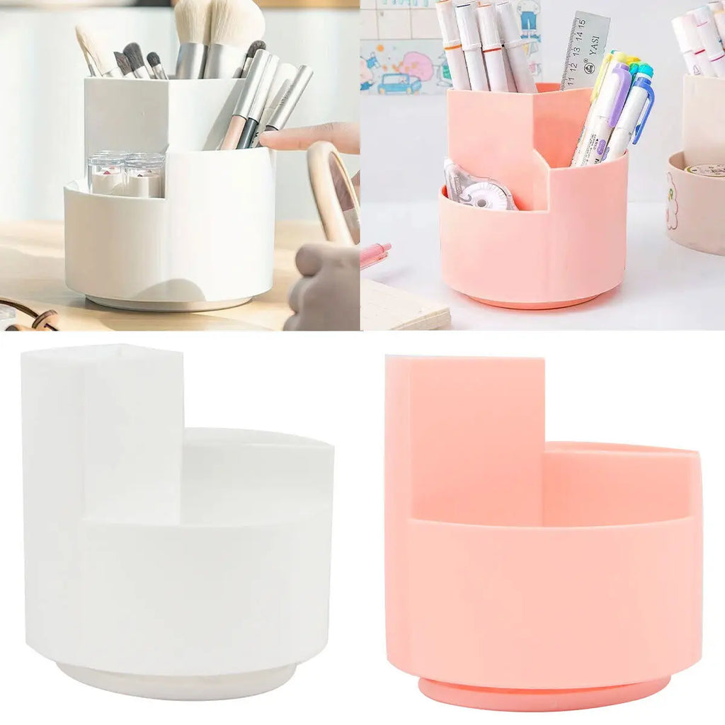 360 Rotating Large Capacity Rotating Pen Holder Desk Pencil Storage Box Organizer Makeup Brush School Office Stationery Supplies Oasis Select