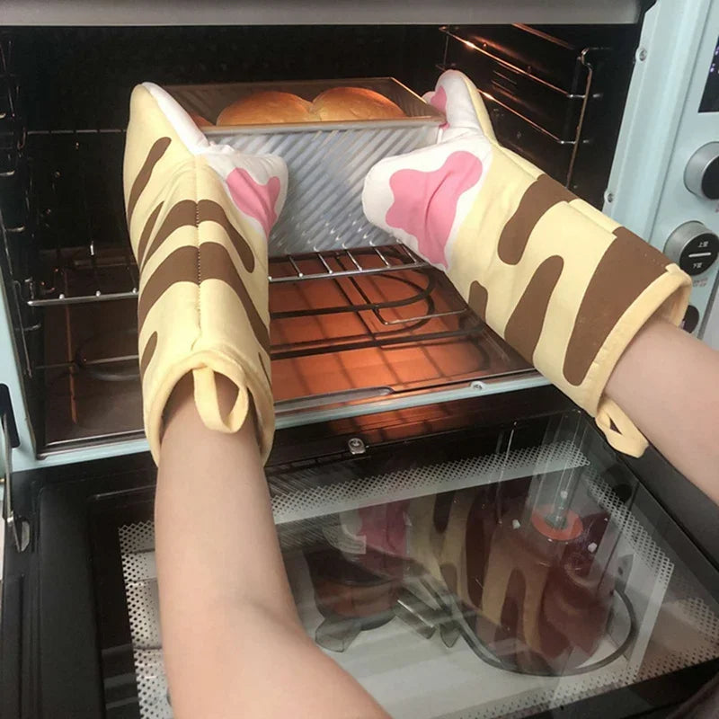 1pc Cute Cat Paws Oven Mitts Cat Claw Baking Oven Gloves Anti-scald Microwave Heat Resistant Insulation Non-slip Cat Paw Gloves Oasis Select
