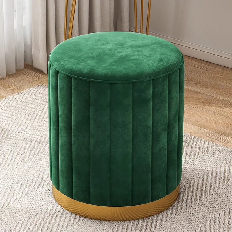 Makeup stool light luxury round stool chair bedroom Internet celebrity storage bench sofa stool dresser stool makeup chair small Oasis Select green