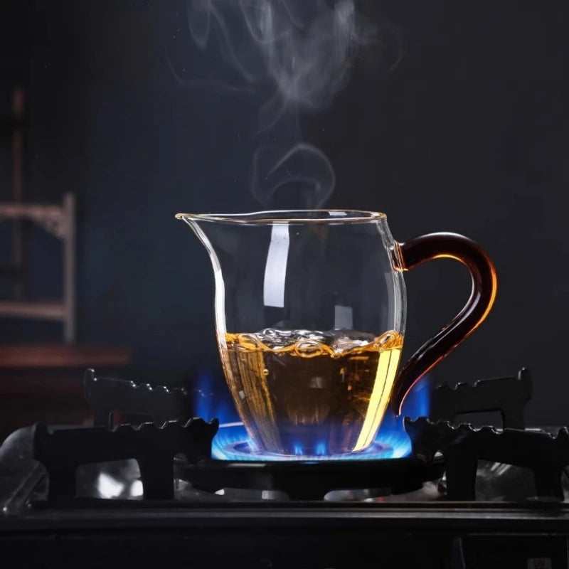 350ml Heat-resisting Clear Glass Tea Pot with Colorful Handle Fair Cup with Infuser Puer Tea Brewing Kettle Pu Erh Pots Teapots Oasis Select