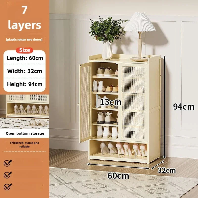 Multi-functional Shoe cabinet Household multi-layer shoe rack Entrance cabinet Large capacity storage dust aisle Oasis Select Milky white I