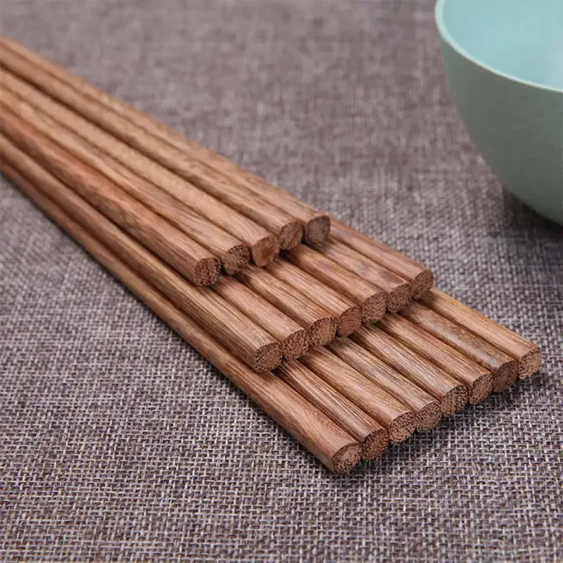 10 Pairs New Natural Rosewood Chopsticks Reusable Healthy Chinese Wooden Chop Sticks Sushi Food Stick Tableware Kitchen Utensils Oasis Select