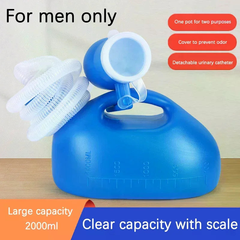 Toilet Supply For Outdoor 2000ml Plastic Male Bed Potty Pee Bottle Collector With 160cm Tube Portable Pee Urine Bottle Oasis Select
