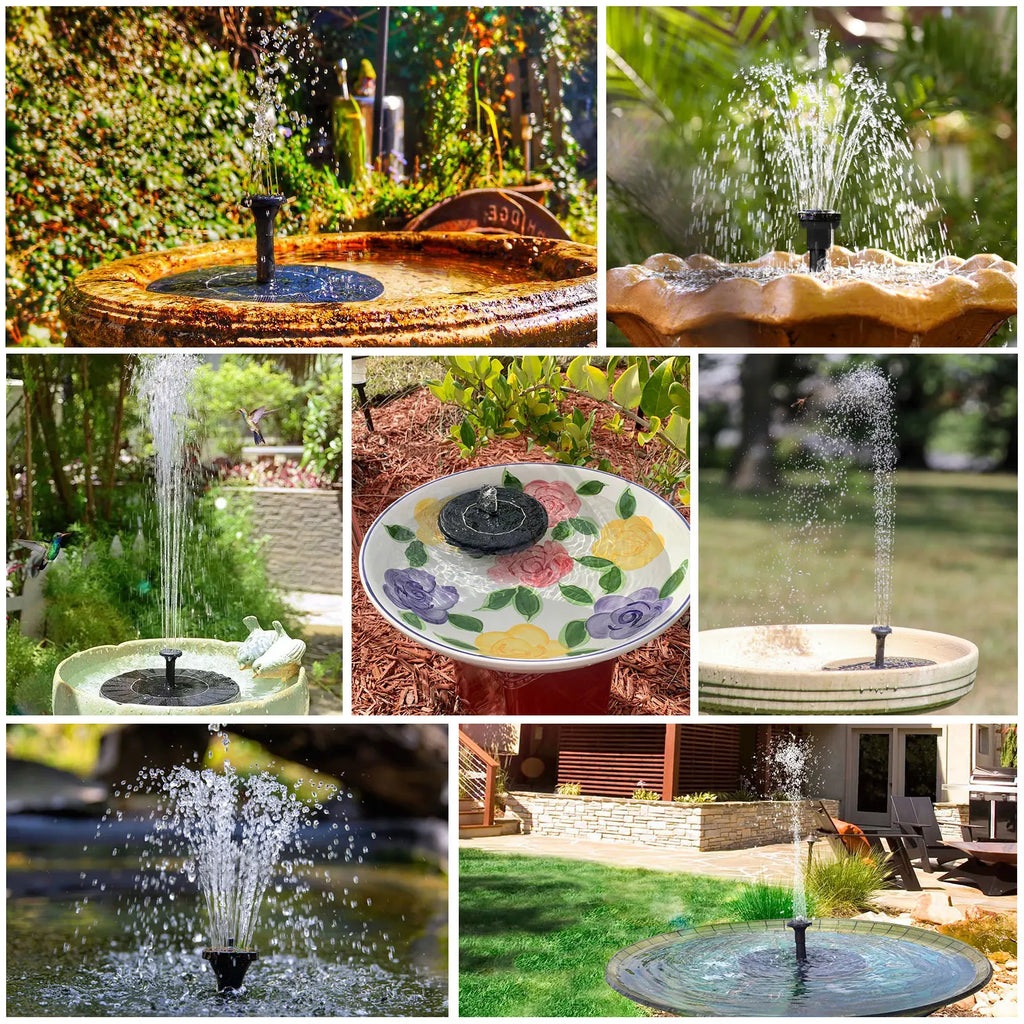3.5W Solar Fountain Pump, Solar Water Pump Floating Fountain Built-in 1500mAh Battery, with 6 Nozzles, for Bird Bath Oasis Select