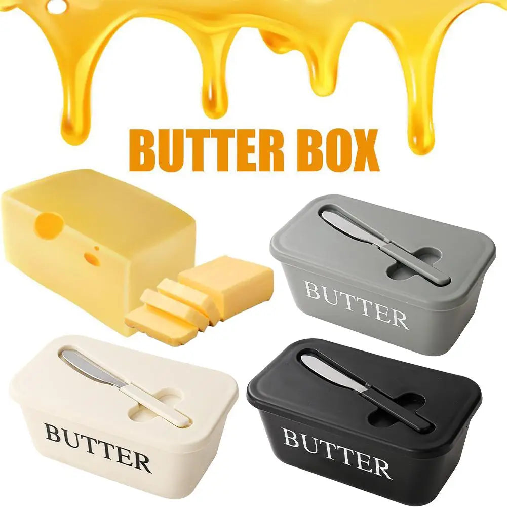 Airtight PP Butter Dish with Lid & Spreader – Fridge Keeper
