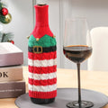 New Christmas decorations Knitted striped creative wine bottle sleeve Kitchen restaurant wine bottle dress up gift bag Oasis Select A
