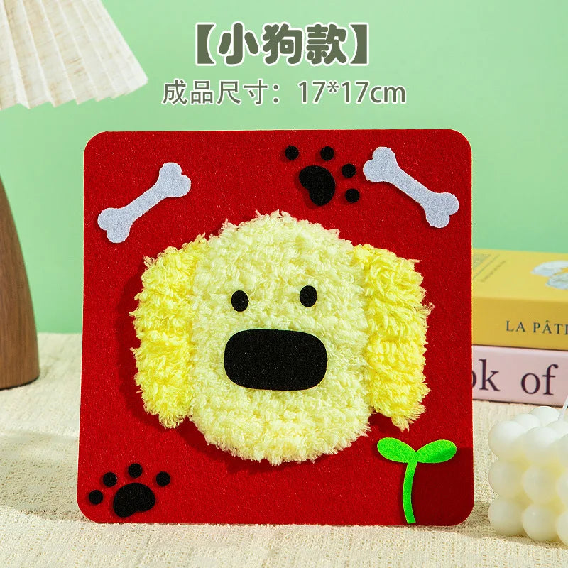 Christmas Gifts Non-woven Fabric Sewing Fun Thread Drawing Christmas Tree Children's Diy Handmade Material Toys Oasis Select Puppy
