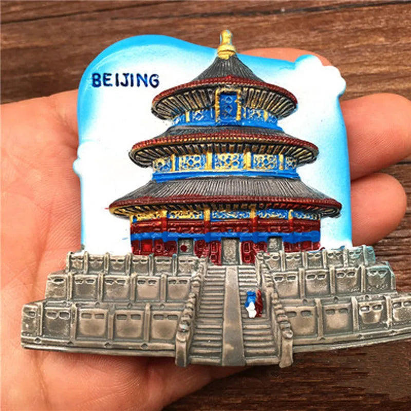 China Travel Fridge Magnets Resin Souvenirs Beijing Forbidden City Huabiao Tiananmen Stone Lion High-end 3D Refrigerator Sticker Oasis Select F5