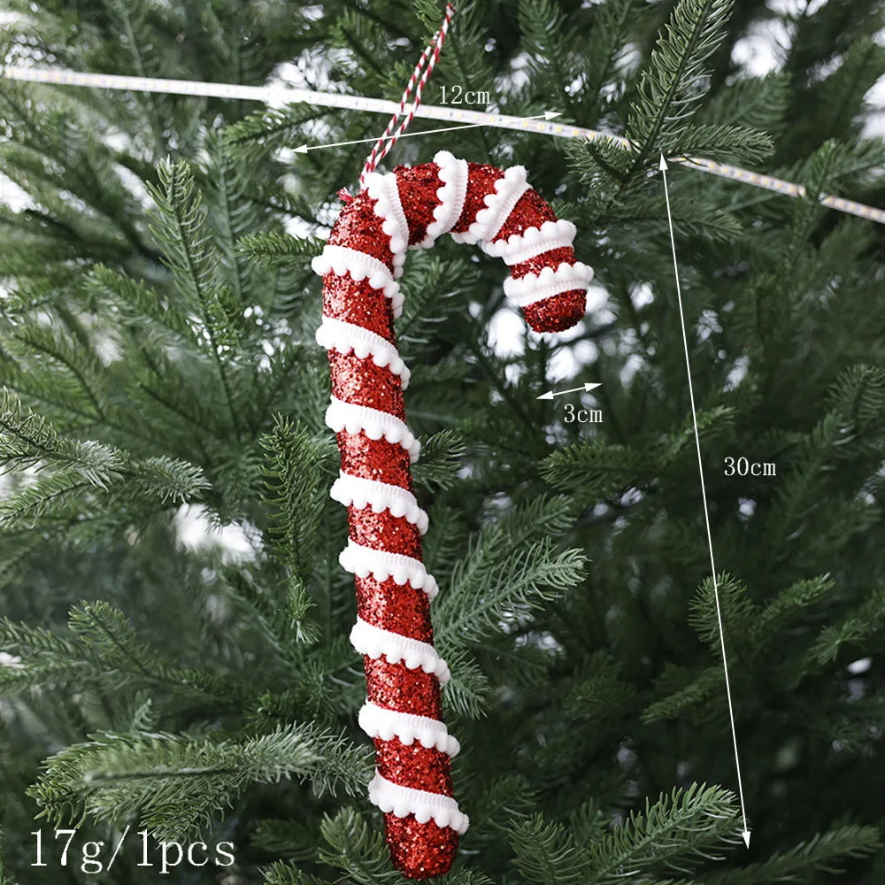 Christmas Tree Ornaments Red and White Walking Sticks Candies Christmas Ball Decorations Scene Arrangement Christmas Decor Oasis Select Crutch L