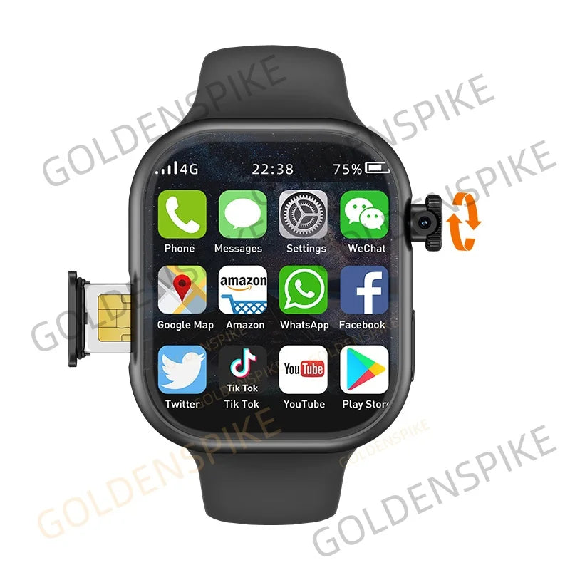 VP19 S10 Smartwatch Men Women Smart Watches With 2.29inch Amoled Screen Rotating Camera GPS WIFI 4G/5G SIM Card Slot Compass NFC Oasis Select Black 4GB 64GB