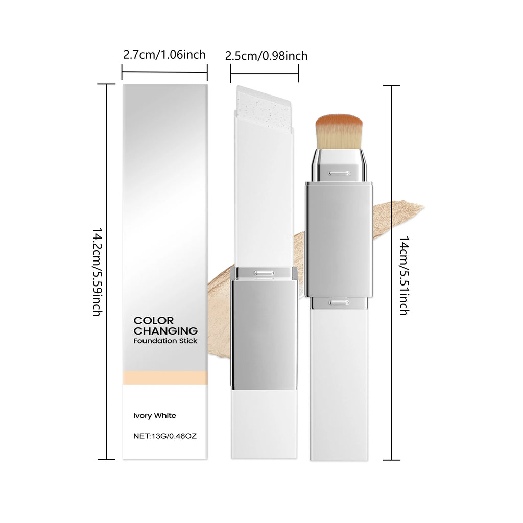 Hoygi Color-Changing Foundation & Concealer Stick 2-in-1 with Brush Foundation Concealer Stick Oasis Select