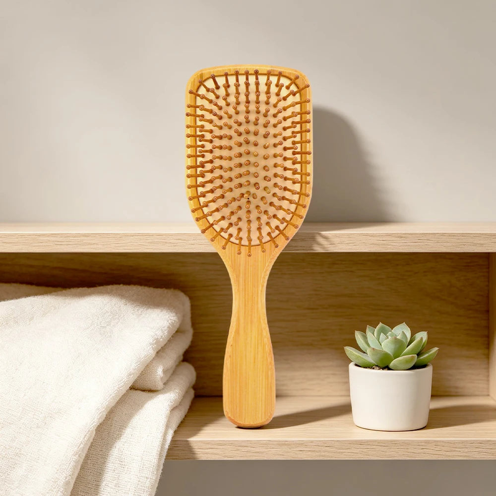 Bamboo Air Cushion Massage Hairbrush – Anti-Static Comb Bamboo Massage Hairbrush Oasis Select