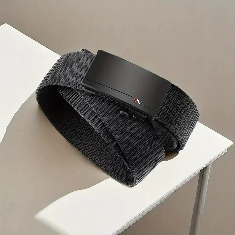 Men's Belt Outdoor Leisure Sports Belt Toothless Quick Release Automatic Buckle Quality Black Belt Oasis Select