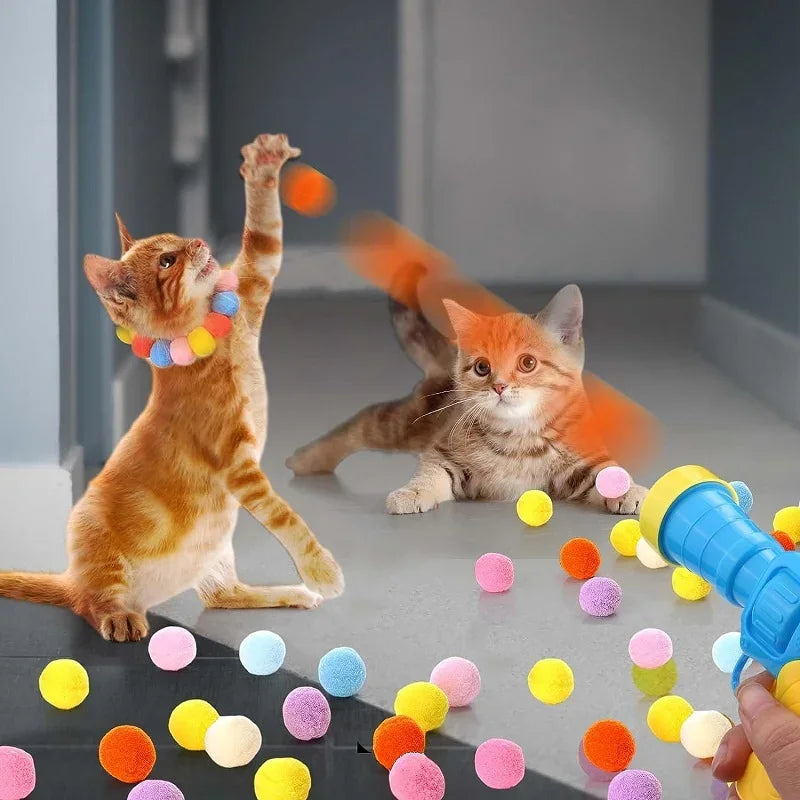 Interactive Cat Ball Launcher Toy – Plush Stretch Balls for Kittens Interactive Cat Toy Oasis Select