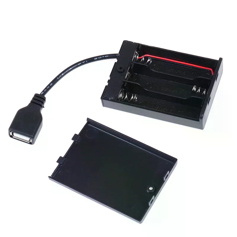 DC4.5V Portable Mini AA Battery Holder Storage Box Case USB Power Supply Battery Box For 5050 3528 2835 LED Strip Light Oasis Select