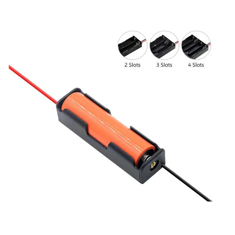 1/2pcs Black Plastic DIY Battery Storage Case Clip Holder Container 1 2 3 4 Slot 18650 Battery Storage Box Case Wire Lead Pin Oasis Select