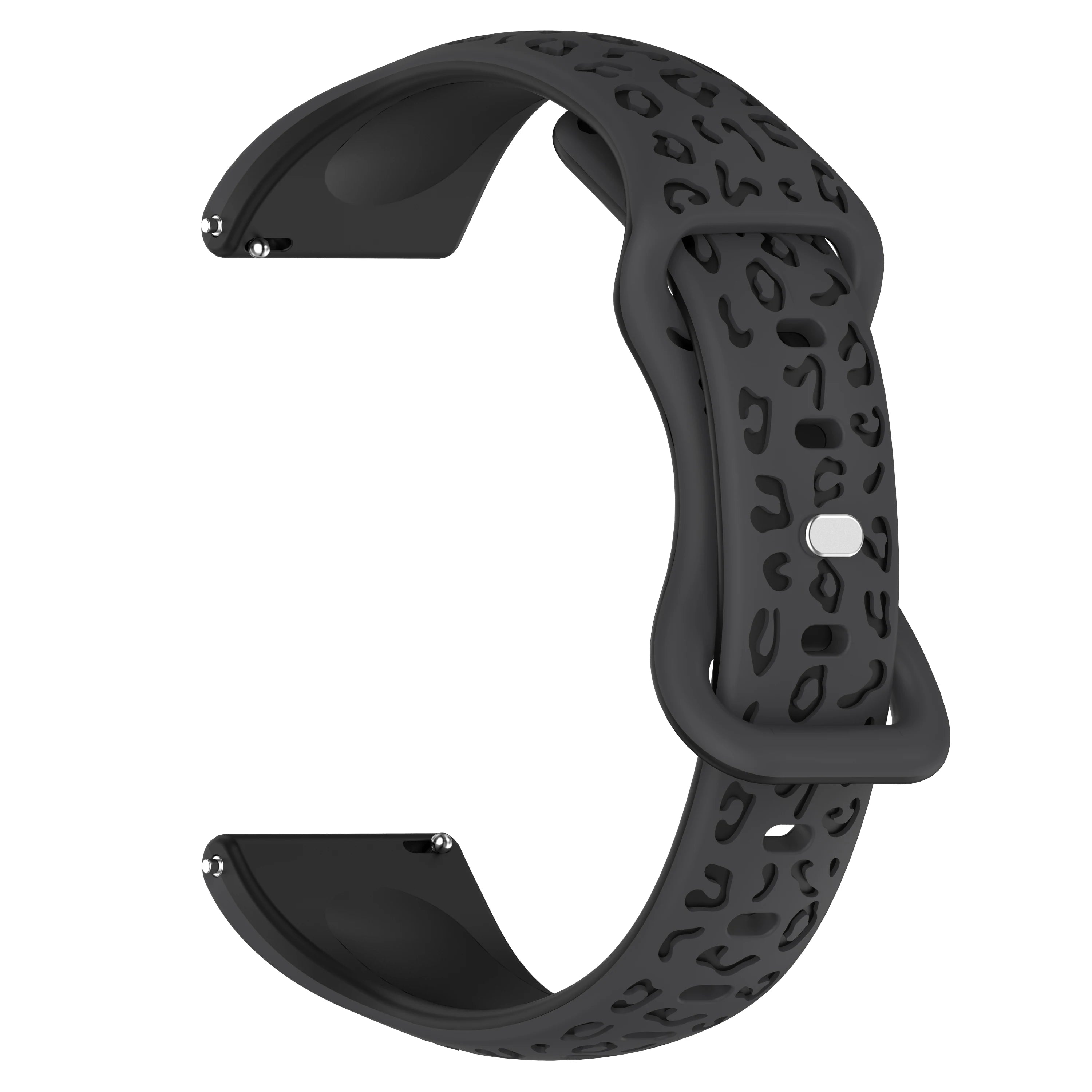 Leopard Silicone Sport Watch Band – 16/18/20/22mm, Amazfit Silicone Watch Band Oasis Select Grey with Black 22mm