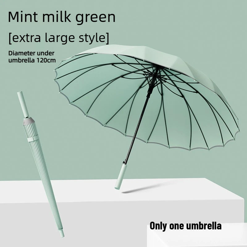 1pcs Long Handled Umbrellas for Two or Three People Extra Large Reinforced Thick Sturdy Wind Resistant and Maillard Resistant Oasis Select Green 24 bone xl full-fiber 24K