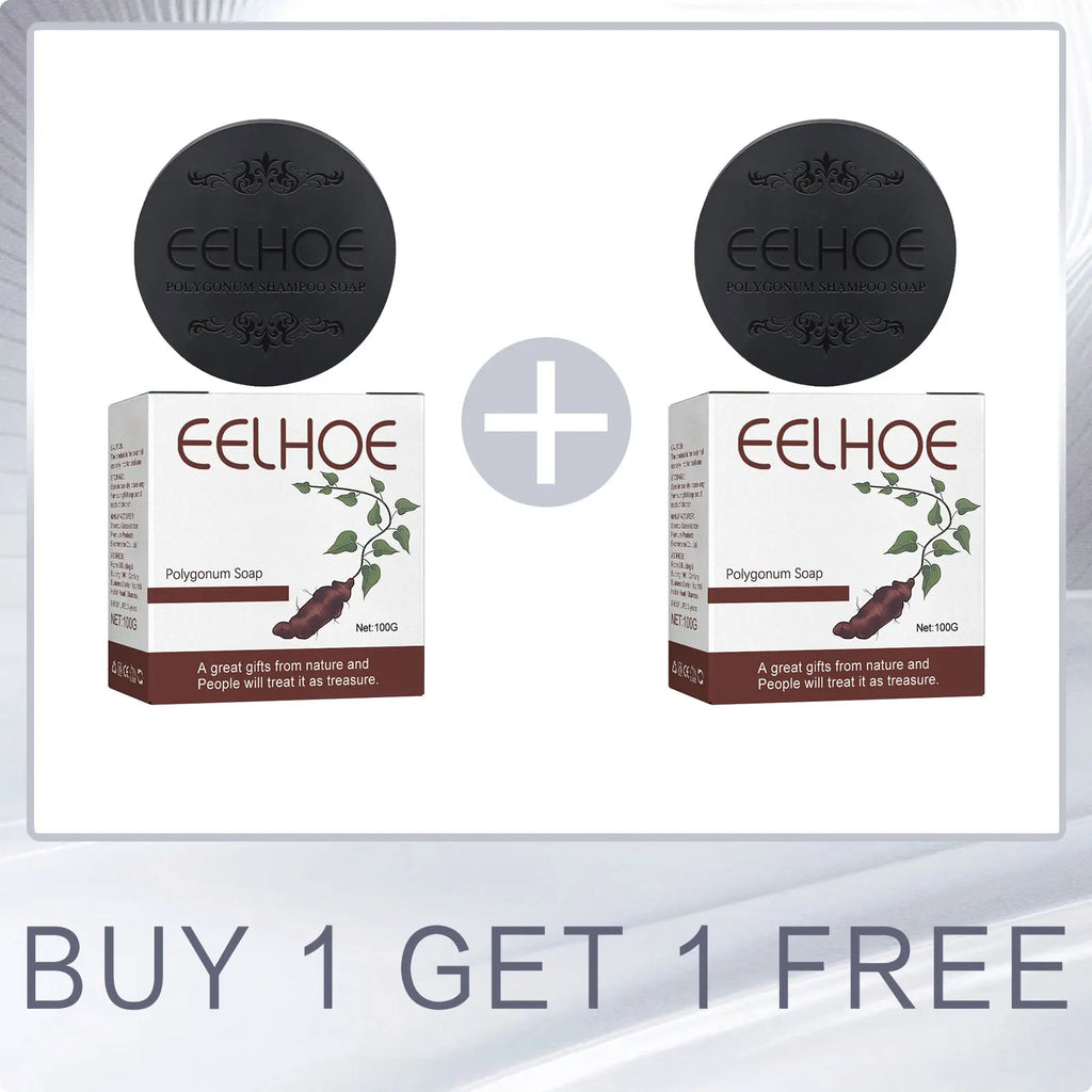 EELHOE Polygonum Multiflorum Shampoo Soaps Deep Cleaning Hair Moisturizing Care Cover Gray Hair Dye Ginseng Extract Shampoo Soap Oasis Select Buy 1 for 1 Free