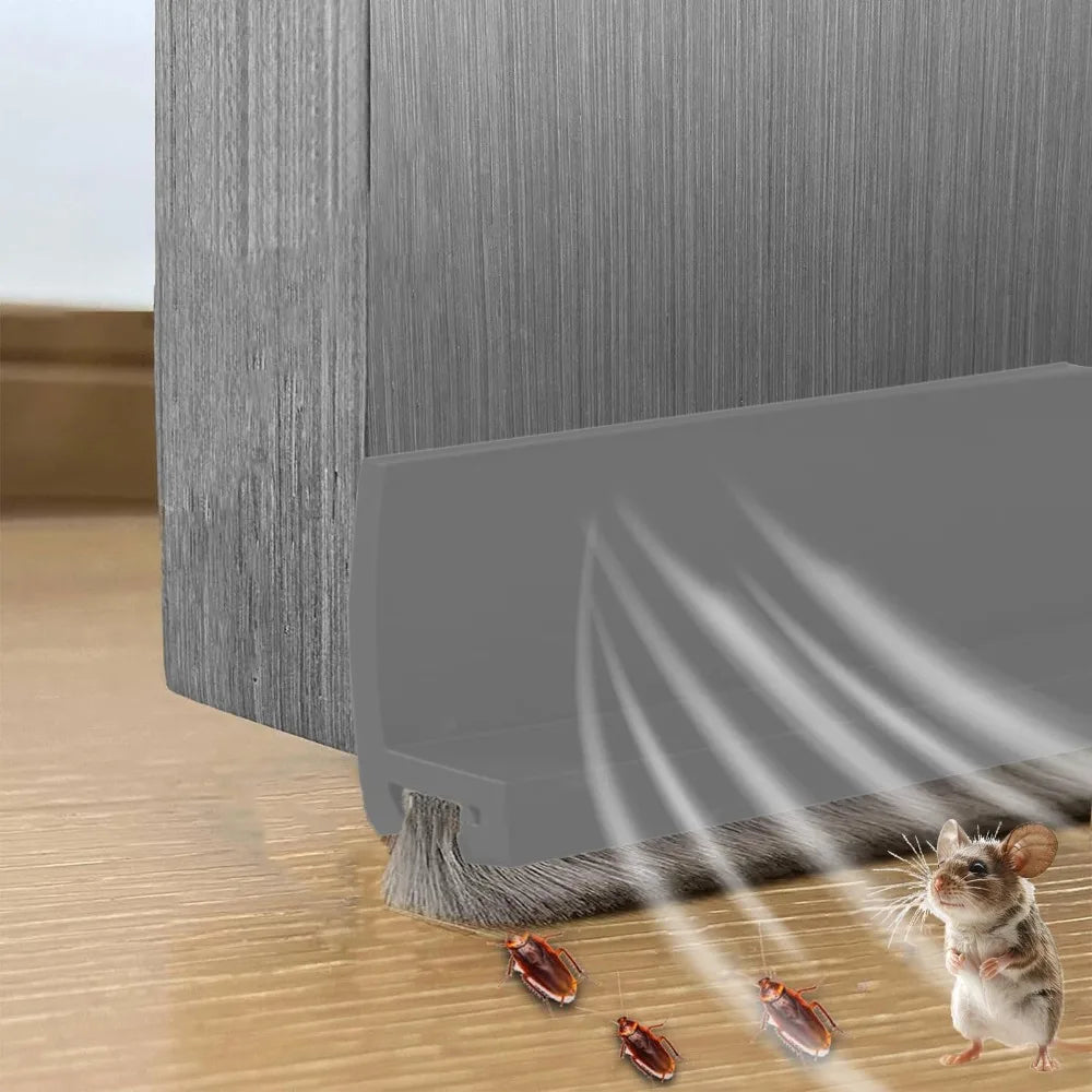Professional PVC Door Draft Stopper Self Adhesive 100cm Brush Door Seal Brush Design Insect Prevention Weather Stripping Bedroom Oasis Select Grey-52MM
