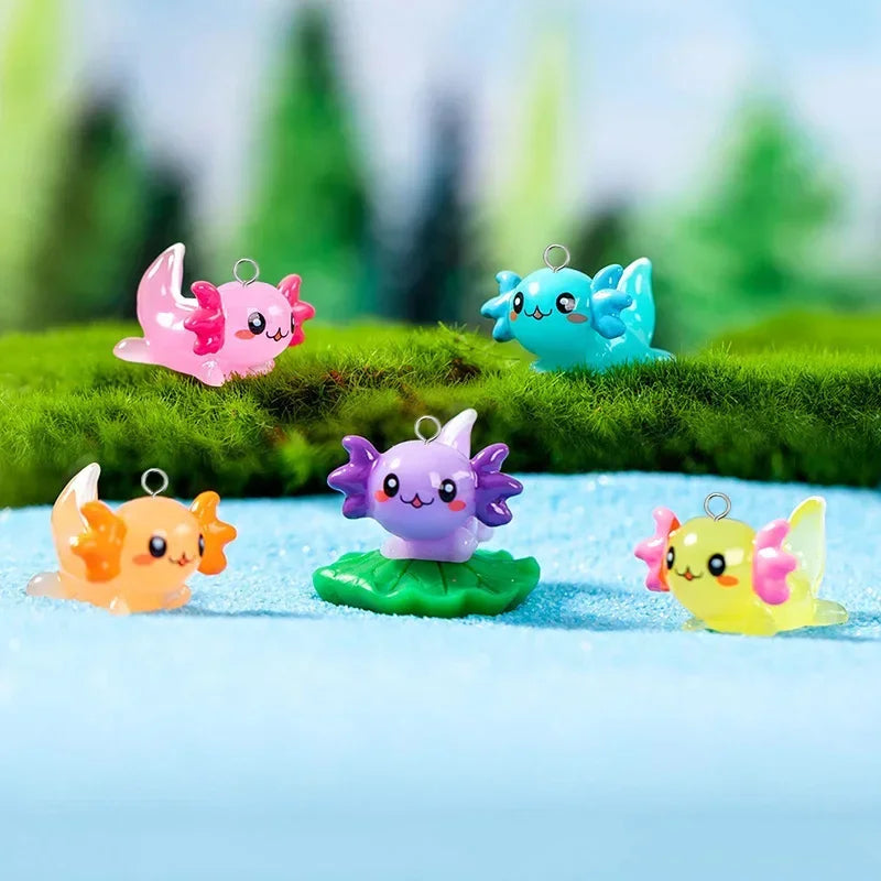 Simulation 3D Axolotl Fish Resin Charms Solid Color Kawaii Cartoon Earring Keychain Pendant Marine Animal Jewelry Diy Oasis Select
