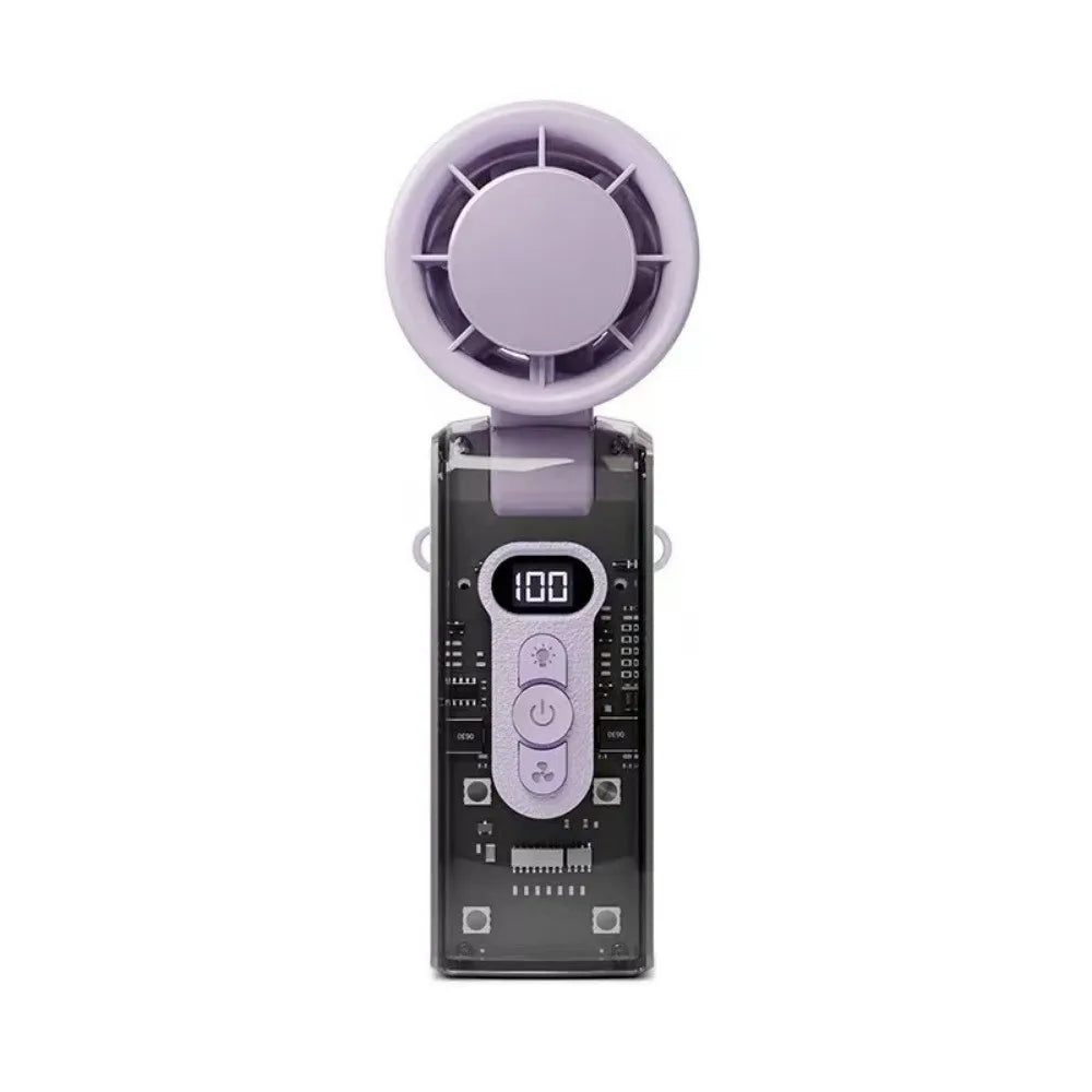 Portable Handheld High-Speed Cooling Fan Outdoor Transparent Mecha Fan USB Mini Desktop Turbine Ice Home Appliances Fan Oasis Select Purple