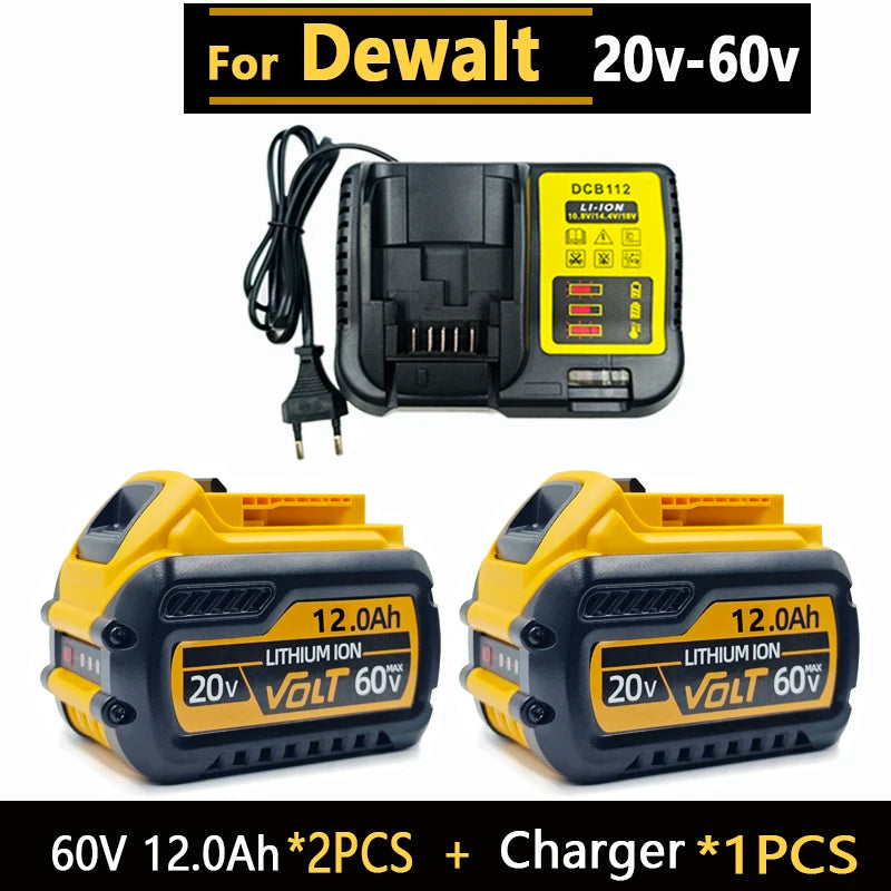 New for Dewalt lithium battery 20V/20V universal lithium battery fast charging DCB118 DCB115 DCG405 DCF512 DCD805 DCF887 battery Oasis Select 2Pcs 60V 12.0Ah- EU