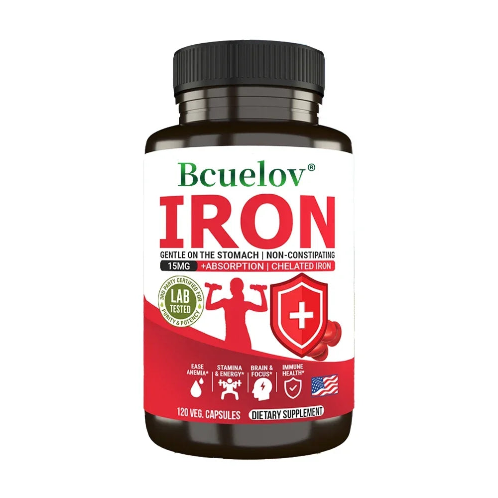 Bcuelov Iron Supplements 15mg – Energy, Immunity & Brain Health