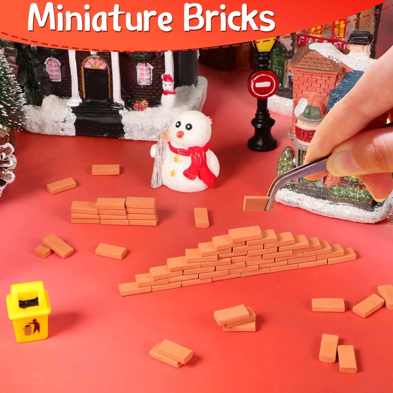 1:35 120pcs MiNi Miniature Gray Orange Bricks-Tiny, Realistic, Weathered Building Blocks for Dollhouses, Gardens, and DIY Models Oasis Select