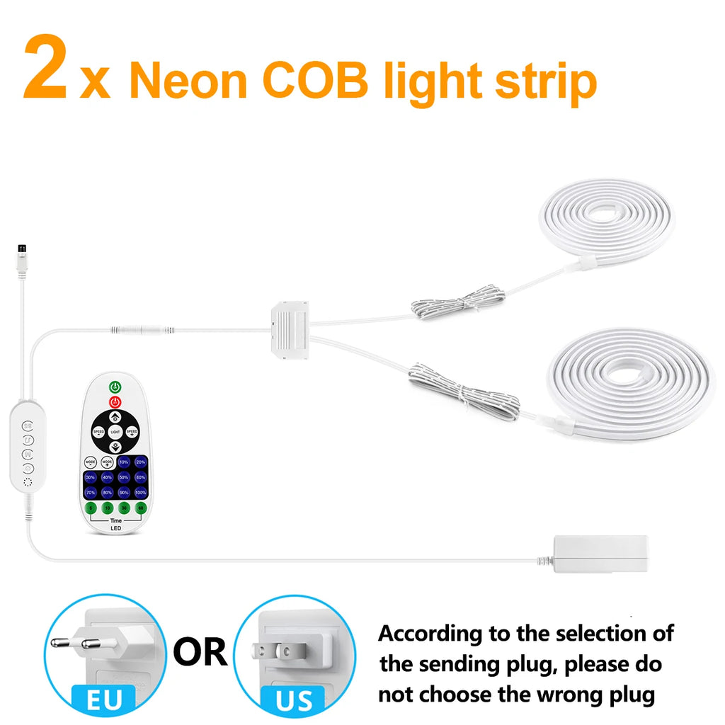 2/4/6PCS Bluetooth Dimmable 24V COB LED Neon Strip with RF Remote,Trick Light Support APP Control for iOS and Android Devices Oasis Select 2pcs LED Strip Cold White 2m|EU Adapter