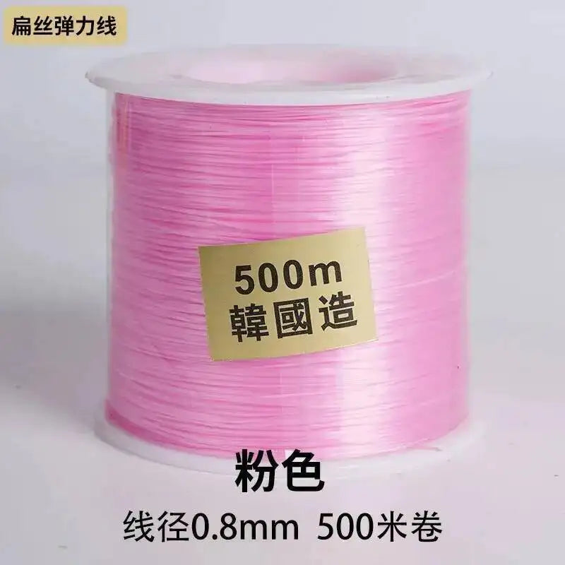 500M 0.8mm Flat Crystal Elastic Thread Bracelet String Leather Band Rope Wearing Bracelet Elastic Thread Buddha Bead Thread Oasis Select 12 0.8mm 500m