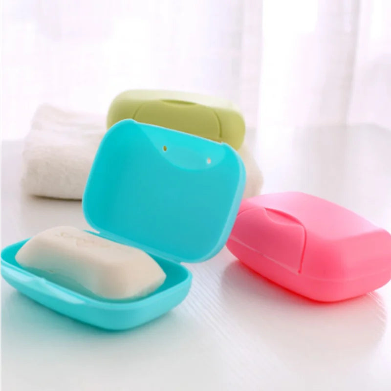 Portable Travel Soap Box Container Bathroom Acc Home Plastic Soap-Boxes with Cover Small/big Sizes Candy Color Soaps Dish Holder Oasis Select