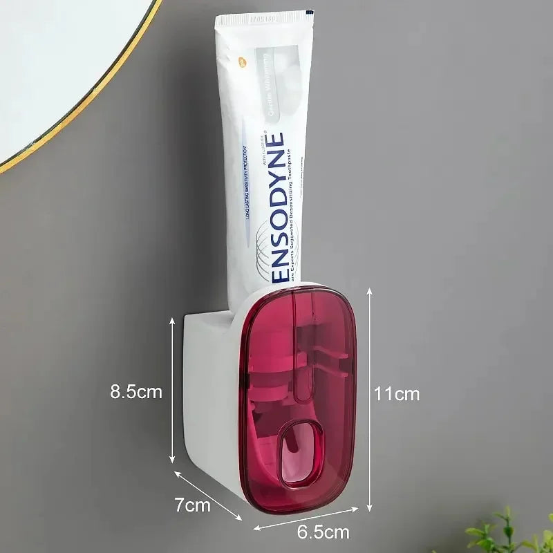1 PCS Automatic Toothpaste Dispenser Bathroom Accessories Wall Mount Lazy Toothpaste Squeezer Toothbrush Holder Oasis Select Red